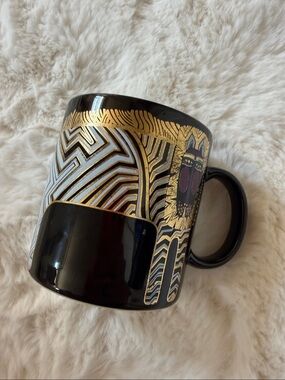 vintage Laurel Burch coffee mug featuring a tiger pattern